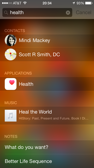 ios 8 health app spotlight search